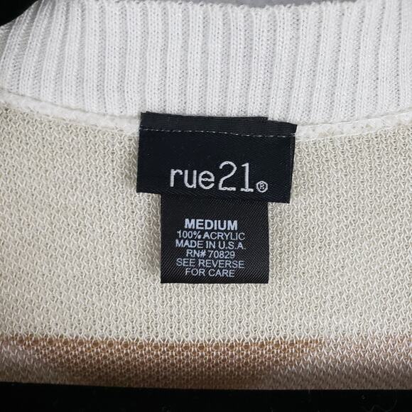 Rue 21 Women's M Open Front Southwestern Cardigan Beige Brown Lagenlook Cowgirl - Picture 3 of 7